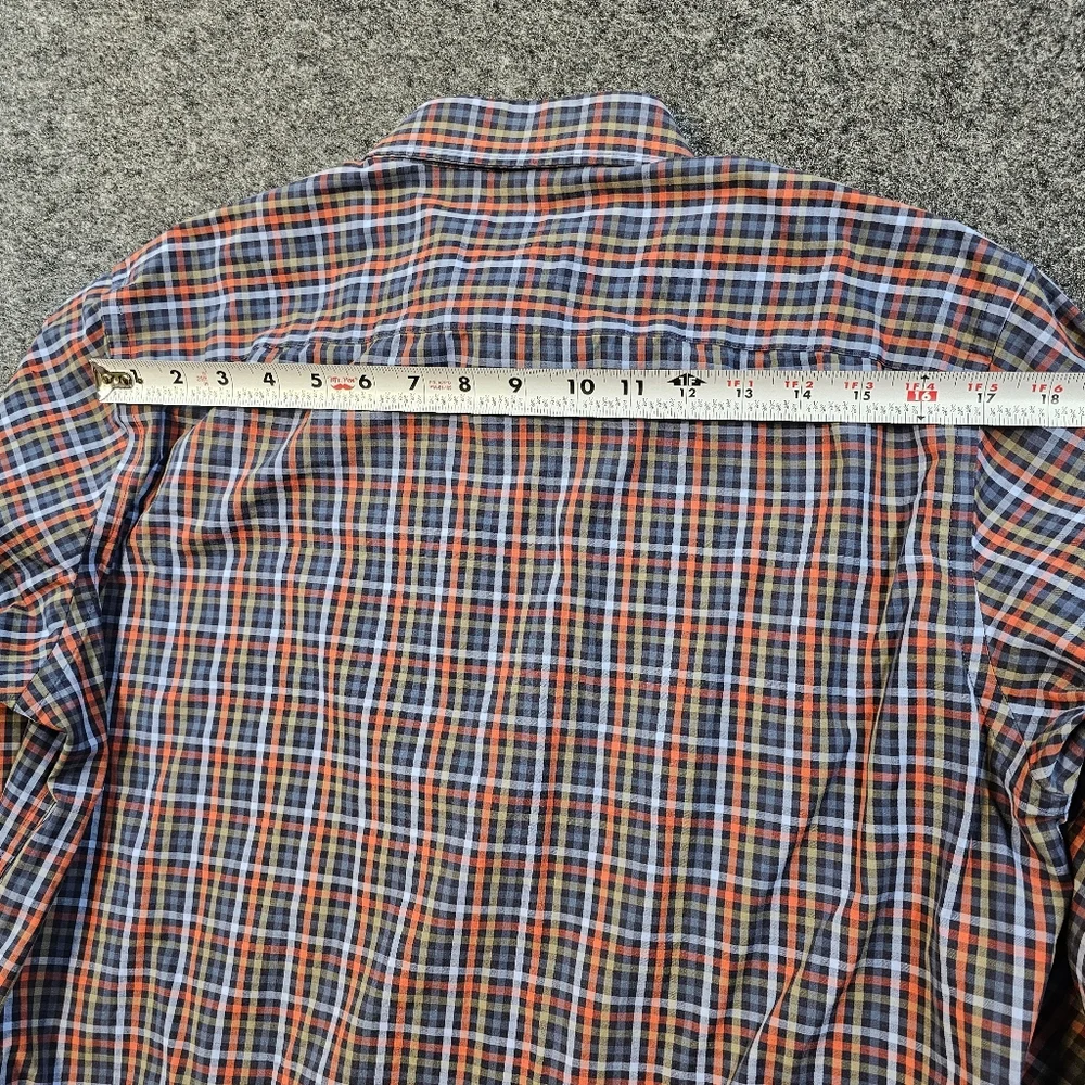 Egara Mens Slim Fit Large Plaid Shirt Stretch Non Iron Button Up‎ Orange Blue